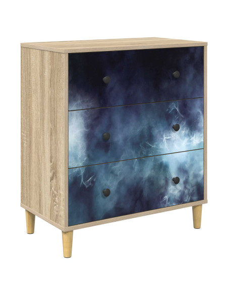 Cassettiera RAALTE Stampa in marmo blu 66 x 36,5 x 75 cm Sonoma