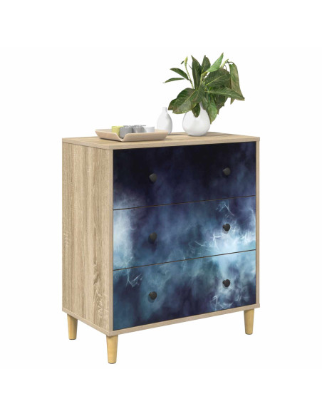 Cassettiera RAALTE Stampa in marmo blu 66 x 36,5 x 75 cm Sonoma