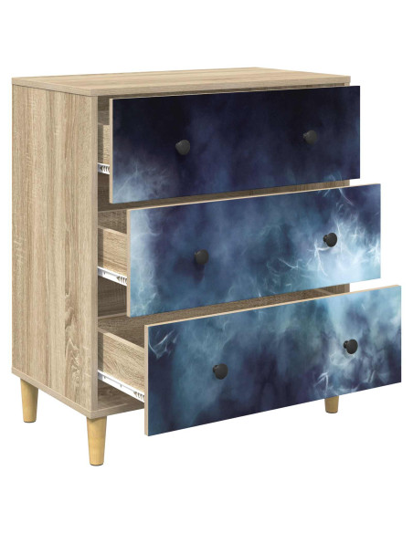 Cassettiera RAALTE Stampa in marmo blu 66 x 36,5 x 75 cm Sonoma