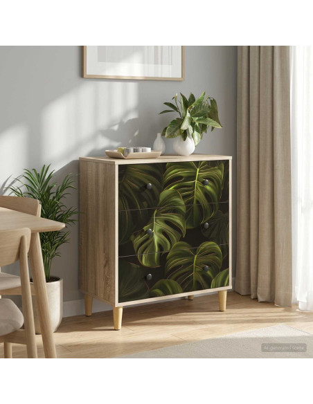 Cassettiera ELBURG Stampa foglia di palma 66 x 36,5 x 75 cm