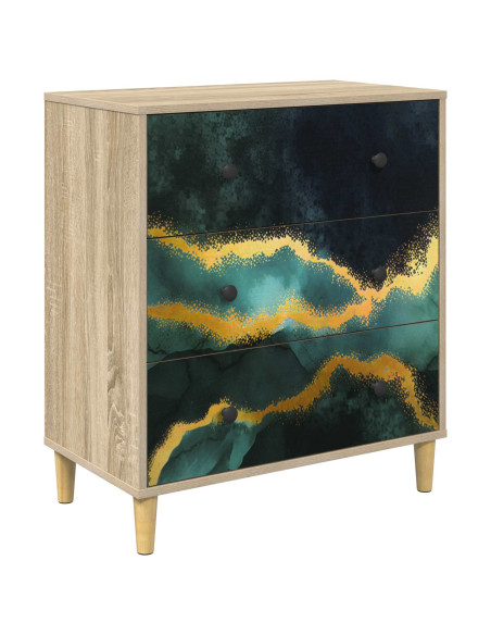 Cassettiera WIJHE Stampa in marmo turchese 66 x 36,5 x 75 cm