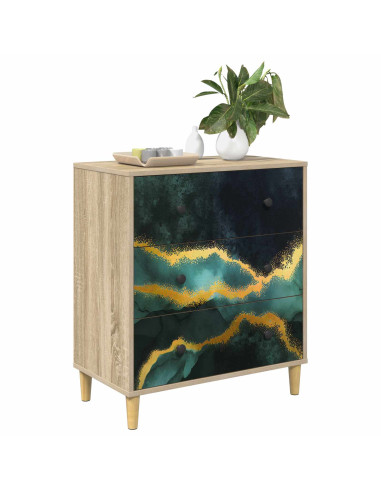 Cassettiera WIJHE Stampa in marmo turchese 66 x 36,5 x 75 cm