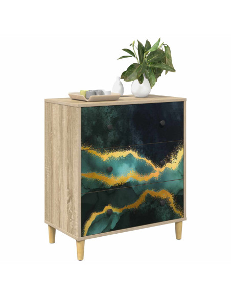 Cassettiera WIJHE Stampa in marmo turchese 66 x 36,5 x 75 cm