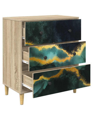 Cassettiera WIJHE Stampa in marmo turchese 66 x 36,5 x 75 cm