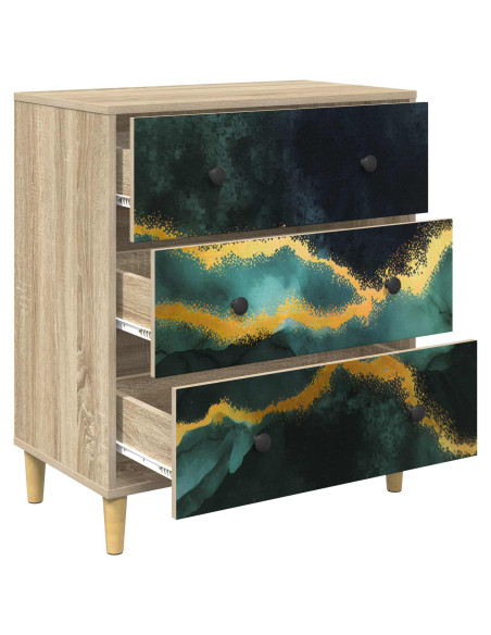 Cassettiera WIJHE Stampa in marmo turchese 66 x 36,5 x 75 cm