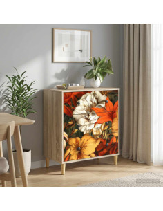 Cassettiera GENNEP stampa a gigli 66 x 36,5 x 75 cm Sonoma