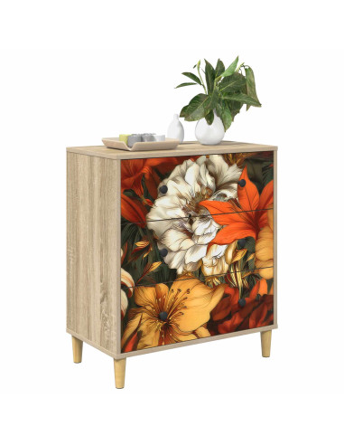 Cassettiera GENNEP stampa a gigli 66 x 36,5 x 75 cm Sonoma