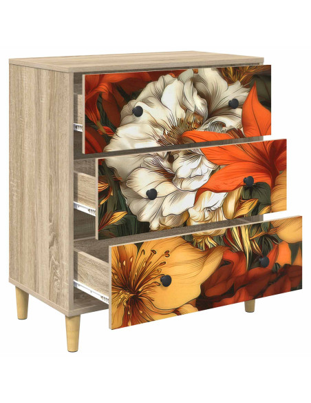 Cassettiera GENNEP stampa a gigli 66 x 36,5 x 75 cm Sonoma