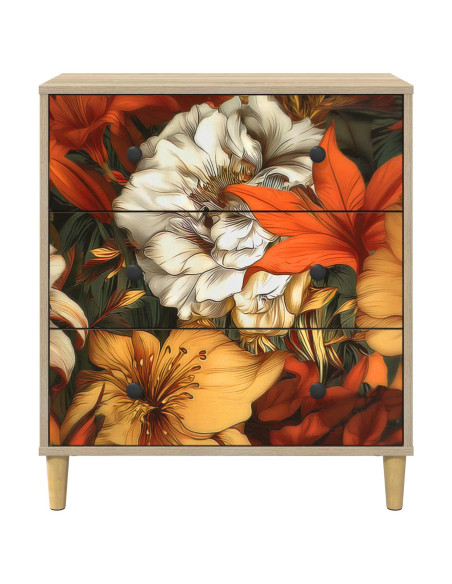 Cassettiera GENNEP stampa a gigli 66 x 36,5 x 75 cm Sonoma
