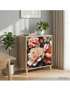 Cassettiera BORNE Stampa di peonia chiara 66 x 36,5 x 75 cm