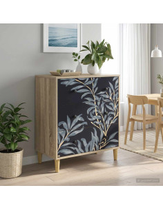 Cassettiera DOKKUM Stampa blu di felce 66 x 36,5 x 75 cm Sonoma
