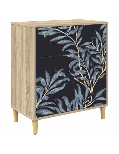 Cassettiera DOKKUM Stampa blu di felce 66 x 36,5 x 75 cm Sonoma