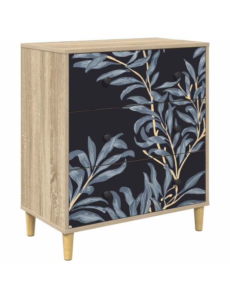 Cassettiera DOKKUM Stampa blu di felce 66 x 36,5 x 75 cm Sonoma