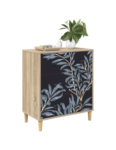 Cassettiera DOKKUM Stampa blu di felce 66 x 36,5 x 75 cm Sonoma