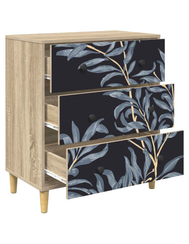 Cassettiera DOKKUM Stampa blu di felce 66 x 36,5 x 75 cm Sonoma