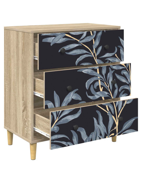Cassettiera DOKKUM Stampa blu di felce 66 x 36,5 x 75 cm Sonoma