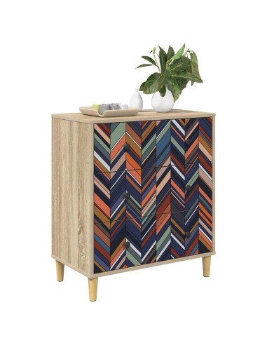 Cassettiera OMMEN Stampa geometrica 66 x 36,5 x 75 cm Sonoma
