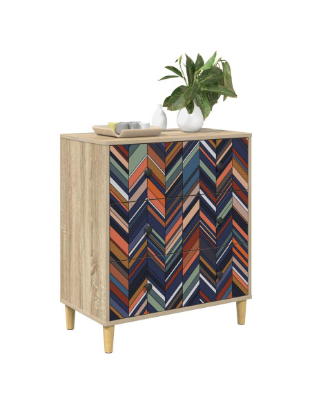 Cassettiera OMMEN Stampa geometrica 66 x 36,5 x 75 cm Sonoma