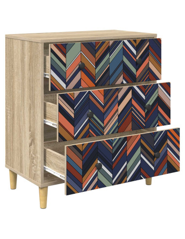 Cassettiera OMMEN Stampa geometrica 66 x 36,5 x 75 cm Sonoma