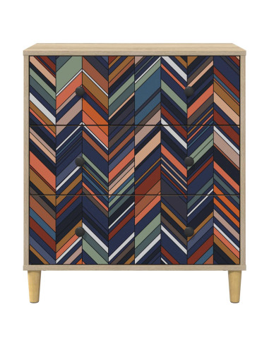 Cassettiera OMMEN Stampa geometrica 66 x 36,5 x 75 cm Sonoma