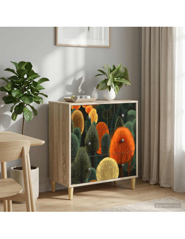 Cassettiera ZAANDAM Stampa boschiva 66 x 36,5 x 75 cm Sonoma
