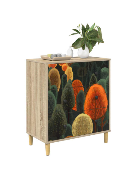 Cassettiera ZAANDAM Stampa boschiva 66 x 36,5 x 75 cm Sonoma
