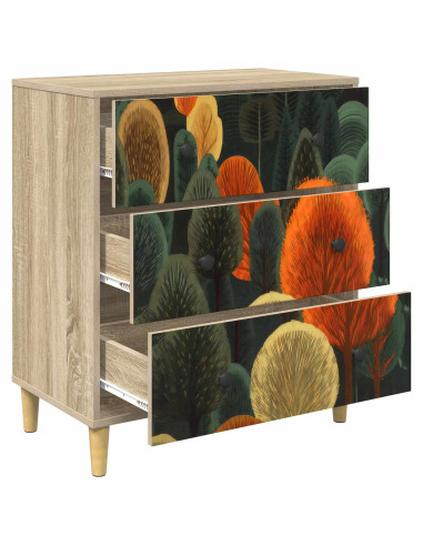 Cassettiera ZAANDAM Stampa boschiva 66 x 36,5 x 75 cm Sonoma