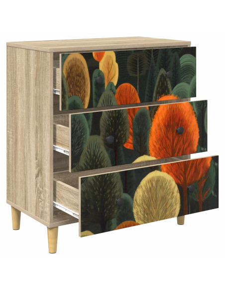 Cassettiera ZAANDAM Stampa boschiva 66 x 36,5 x 75 cm Sonoma
