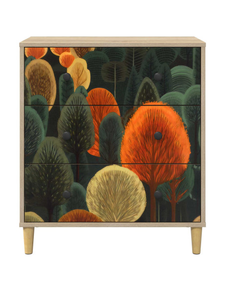 Cassettiera ZAANDAM Stampa boschiva 66 x 36,5 x 75 cm Sonoma