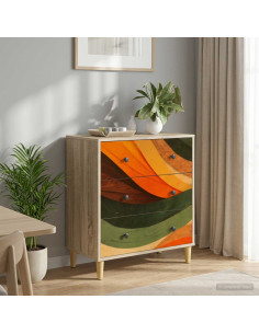 Cassettiera BONN Stampa retro wave 66 x 36,5 x 75 cm Sonoma