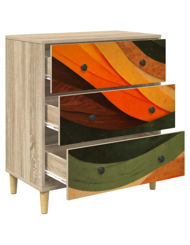 Cassettiera BONN Stampa retro wave 66 x 36,5 x 75 cm Sonoma