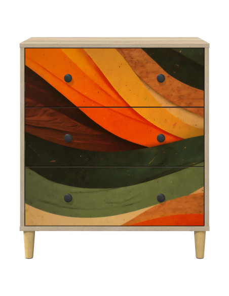 Cassettiera BONN Stampa retro wave 66 x 36,5 x 75 cm Sonoma
