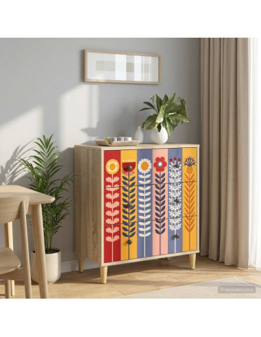 Cassettiera ESSEN Stampa di girasoli 66 x 36,5 x 75 cm Sonoma