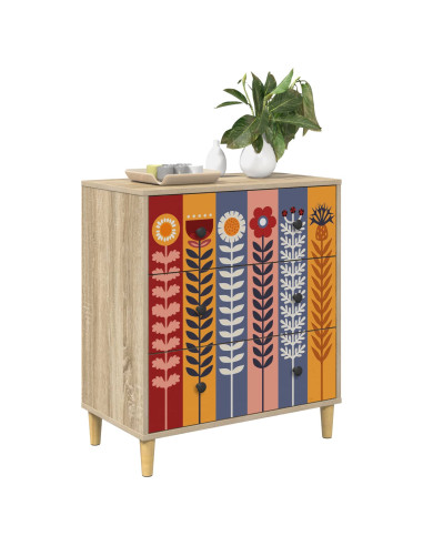 Cassettiera ESSEN Stampa di girasoli 66 x 36,5 x 75 cm Sonoma