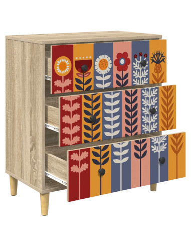 Cassettiera ESSEN Stampa di girasoli 66 x 36,5 x 75 cm Sonoma