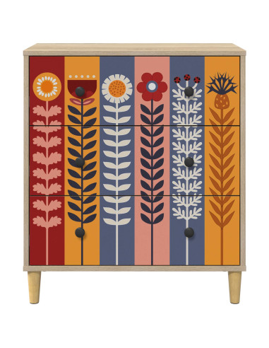 Cassettiera ESSEN Stampa di girasoli 66 x 36,5 x 75 cm Sonoma