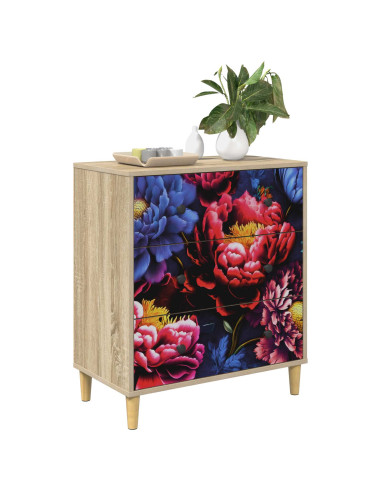 Cassettiera KIEL Stampa di peonia scura 66 x 36,5 x 75 cm