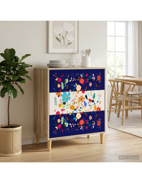 Cassettiera MAINZ Stampa floreale 66 x 36,5 x 75 cm Sonoma