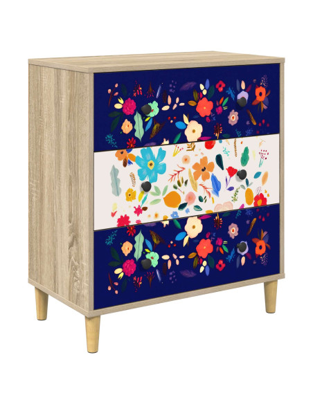 Cassettiera MAINZ Stampa floreale 66 x 36,5 x 75 cm Sonoma