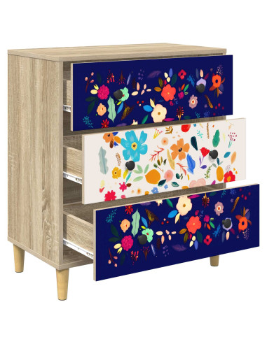 Cassettiera MAINZ Stampa floreale 66 x 36,5 x 75 cm Sonoma