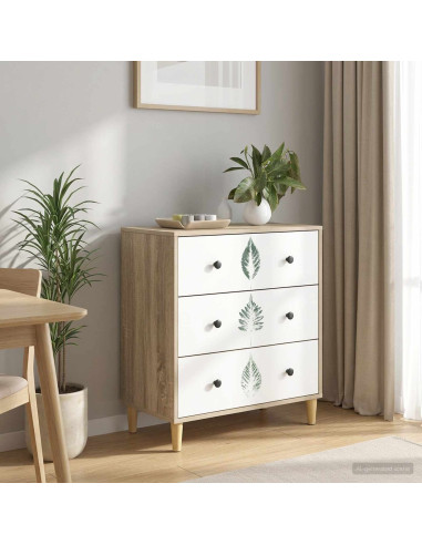 Cassettiera HANAU Stampa foglia verde 66 x 36,5 x 75 cm Sonoma