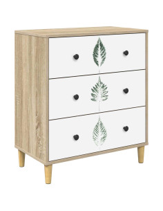 Cassettiera HANAU Stampa foglia verde 66 x 36,5 x 75 cm Sonoma 2