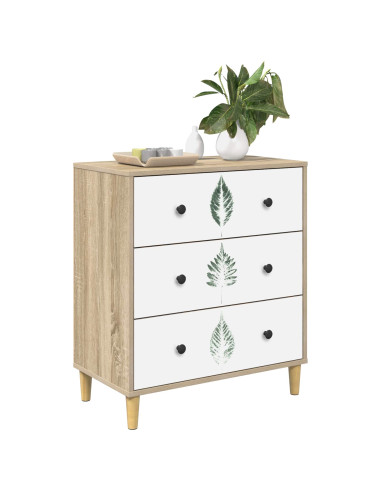 Cassettiera HANAU Stampa foglia verde 66 x 36,5 x 75 cm Sonoma