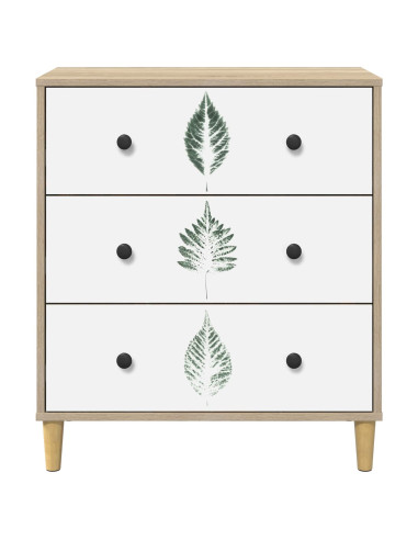 Cassettiera HANAU Stampa foglia verde 66 x 36,5 x 75 cm Sonoma