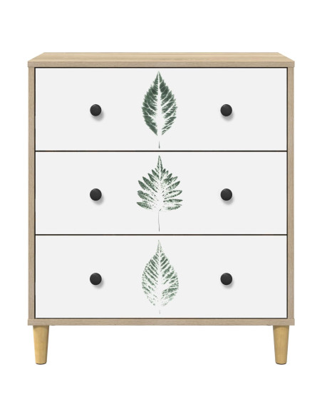 Cassettiera HANAU Stampa foglia verde 66 x 36,5 x 75 cm Sonoma