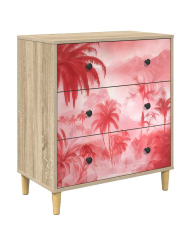 Cassettiera AACHEN Stampa di palme rosa 66 x 36,5 x 75 cm