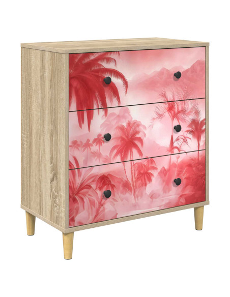 Cassettiera AACHEN Stampa di palme rosa 66 x 36,5 x 75 cm
