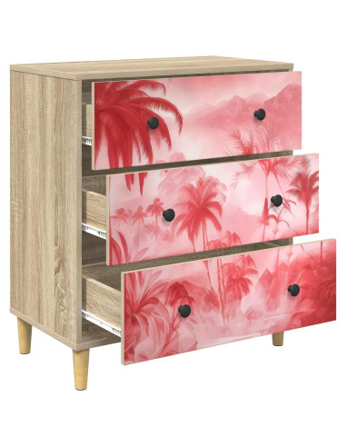 Cassettiera AACHEN Stampa di palme rosa 66 x 36,5 x 75 cm