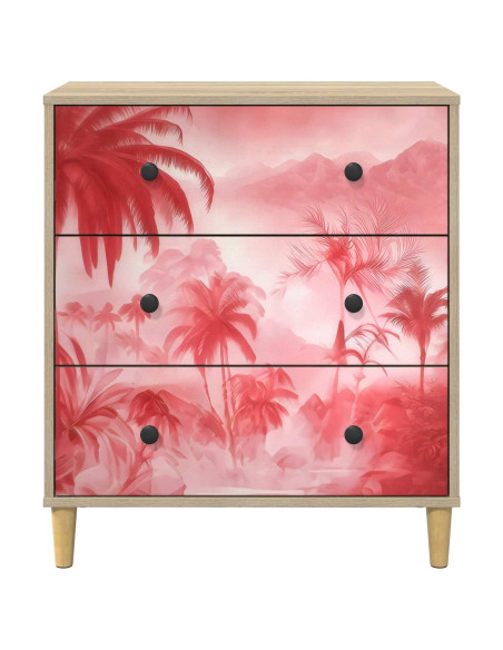 Cassettiera AACHEN Stampa di palme rosa 66 x 36,5 x 75 cm
