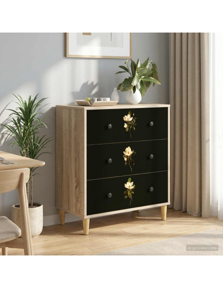 Cassettiera BREMEN Stampa di Magnolia 66 x 36,5 x 75 cm Sonoma